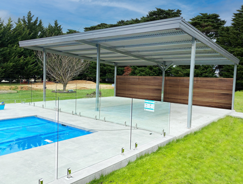 Pool entertainment area cover Shed Bonanza
